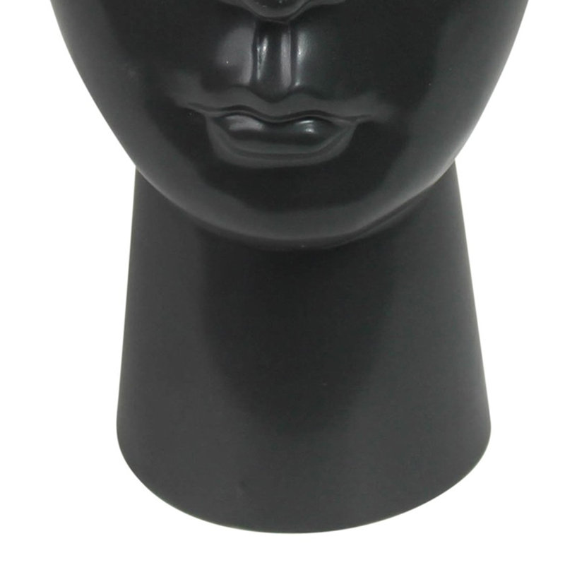 Abhaki 10" Stoic Face Vase, Black