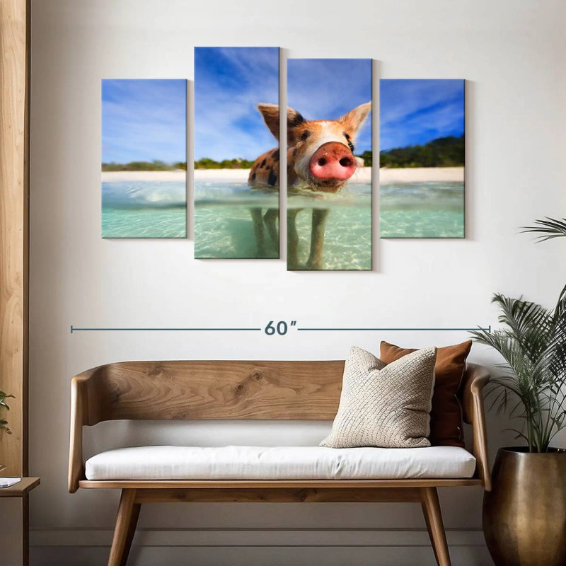 Brampt Cochon à Exuma, Bahamas, H 32 po x l 52 po