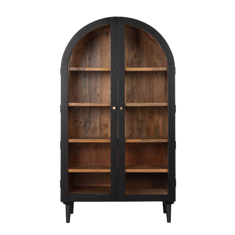 Vitrine arquée en bois de manguier noir