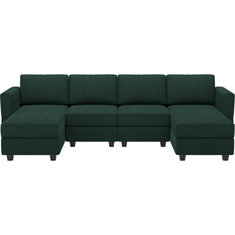 Nairoby 7-Piece Velvet Symmetrical Upholstered Modular Sectional Sofa Set Storage Sofa Apartment Couch 4-Seat Sofa with 2 Ottomans