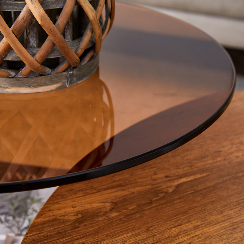 Table basse, verre, panneau de fibres à densité moyenne, 1 pièce, table basse, noir, bois