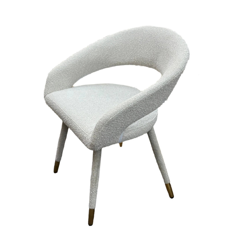 Chaise parsons rembourrée en velours Kyliam, Boucle blanche, Blanc