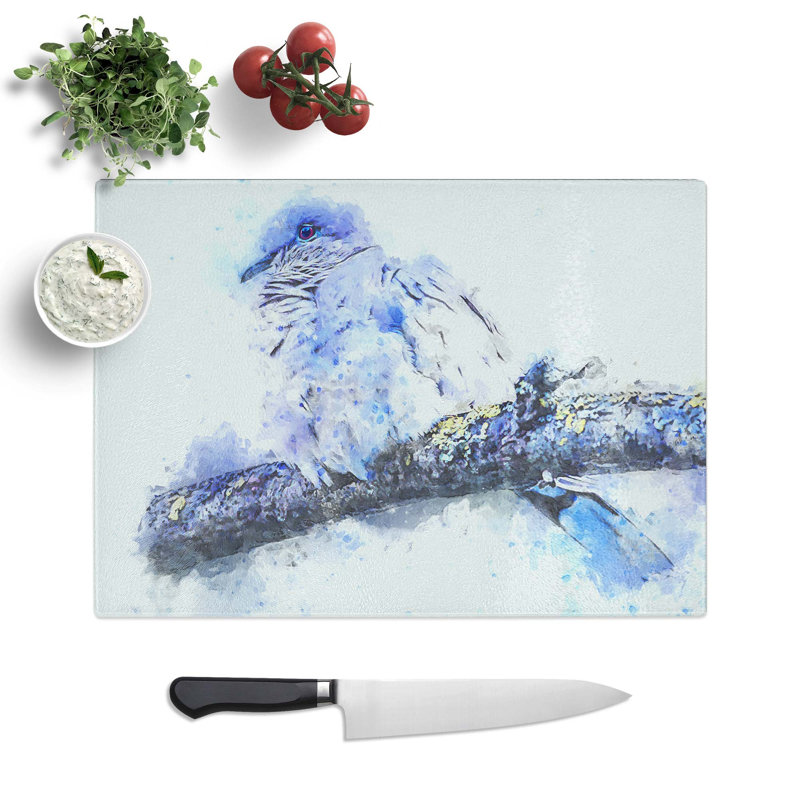 Tempered Glass Turtledove in Abstract Chopping Board, 39 cm W x 28.5 cm L
