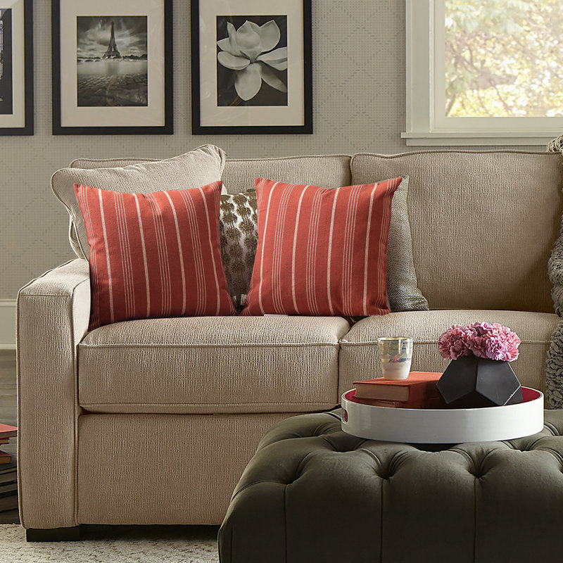 Burlap Square Pillow Cover, Rust
