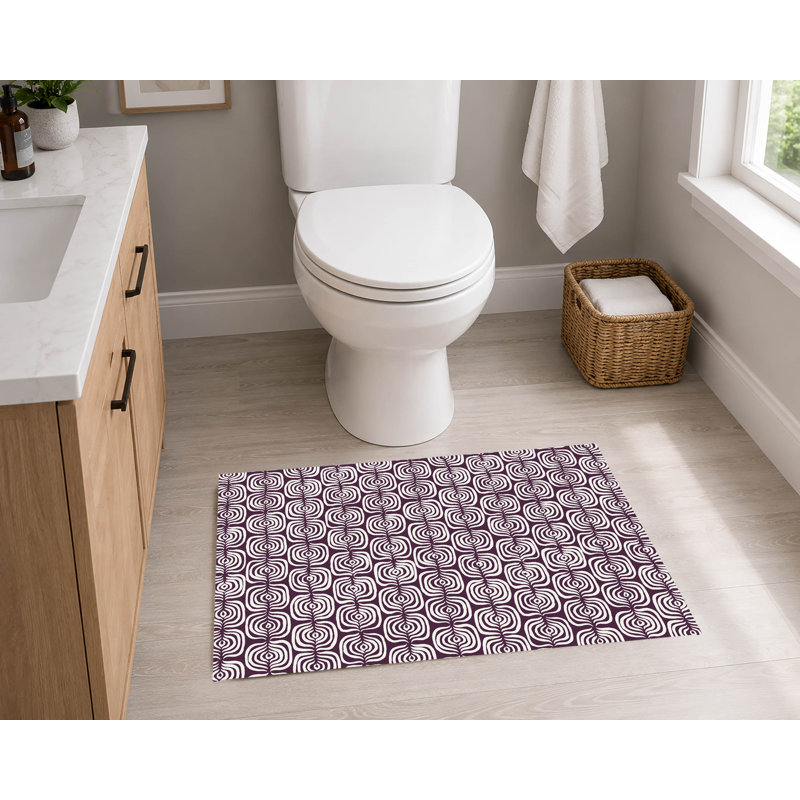 Tapis de toilette rectangulaire absorbant et antidérapant The Way, Eggplant