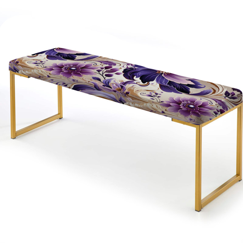 Purple Lavender Persian Paisleys - Paisley Upholstered Gold Bench