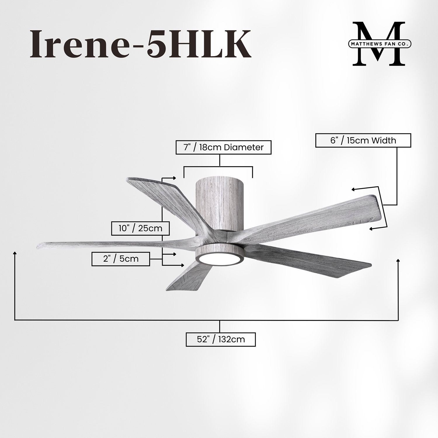 Irene Ceiling Fan with LED Light Kit, Barn Wood Tone, 52", Barn Wood Tone