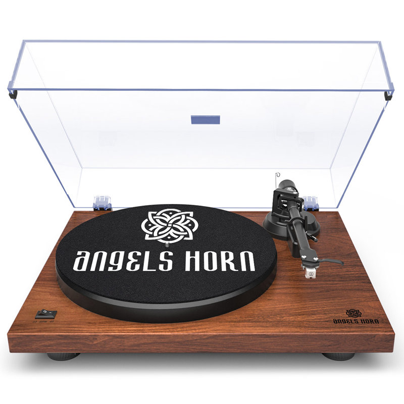 Tourne-disque stéréo décoratif avec préampli Phono intégré et tourne-disque à courroie, Noyer