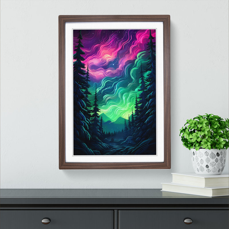 Single Picture Frame Print on Wood, 46cm H x 34cm W, Walnut Framed