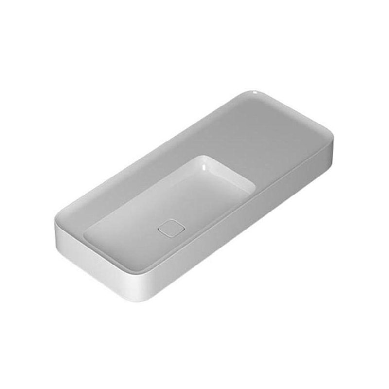 Lavabo de salle de bain mural ou vasque sans trou Cameo, Blanc mat