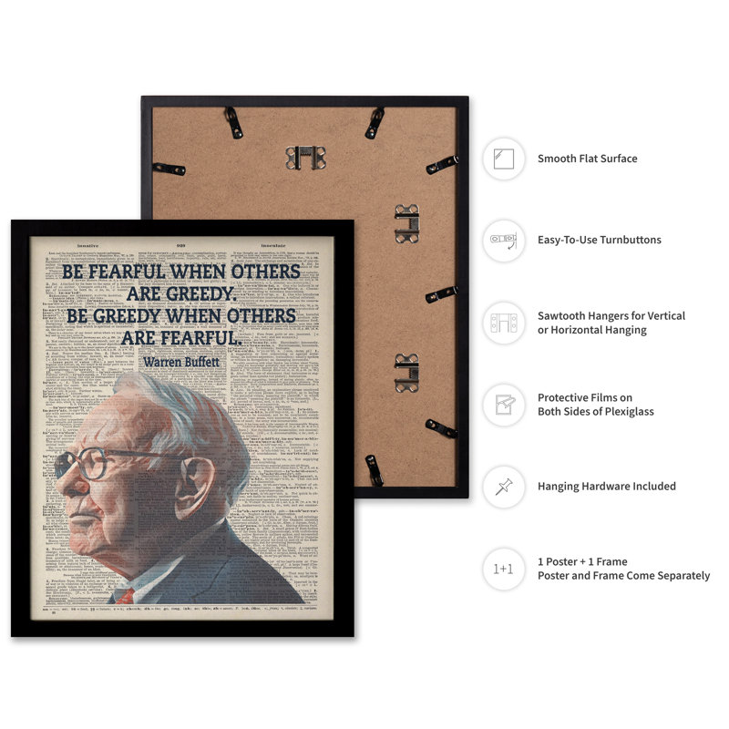 Warren Buffett - Soyez craintif lorsque les autres sont gourmands, 08"H x 10"W, Poster, Black Framed