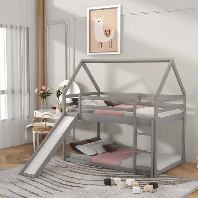 Mullinville Kids Twin Over Twin Bunk Bed, Gray