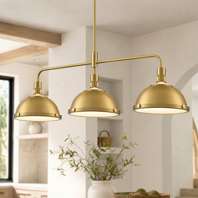 Lysander 3-Light Modern Linear Kitchen Island Pendant with Glass Diffuser