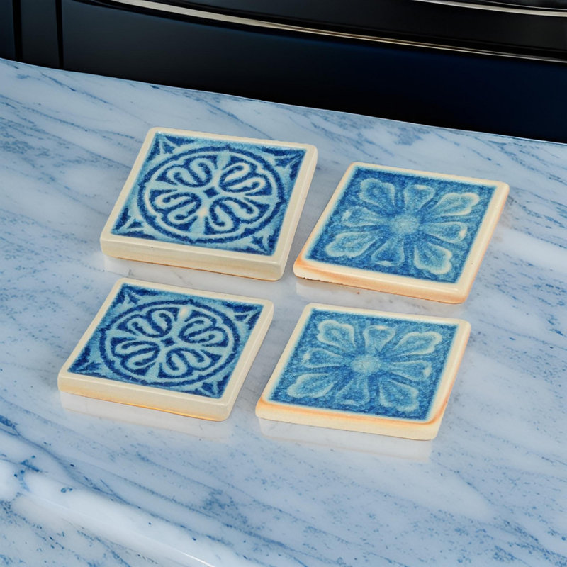 Ceramic Square 4 Piece Coaster Set