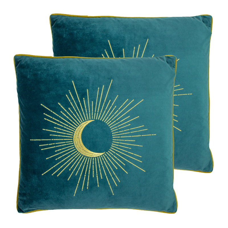 Geometric Square Cushion, Teal