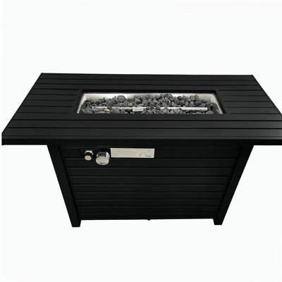 25" H x 42" W steel outdoor fire pit table with lid