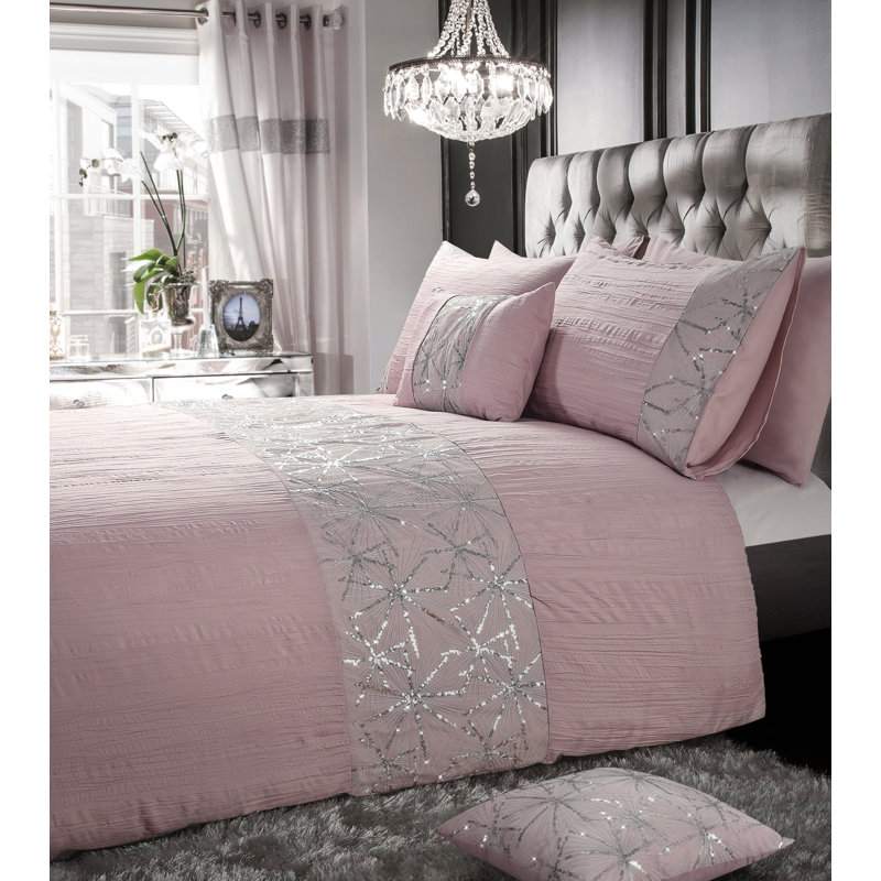 Crinkle Glitter Sequin Panel Shimmering Duvet Set
