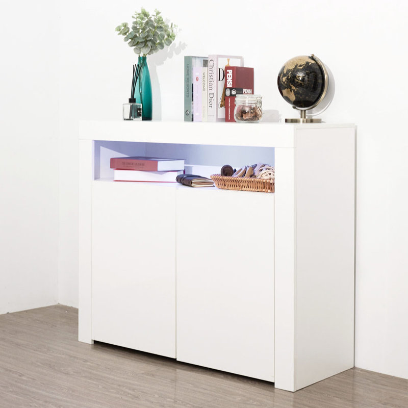 Daniello Wooden Storage Display Cabinet TV Stand for TVs up to 40", White, 38.18" H x 51.2" W x 13.14" D