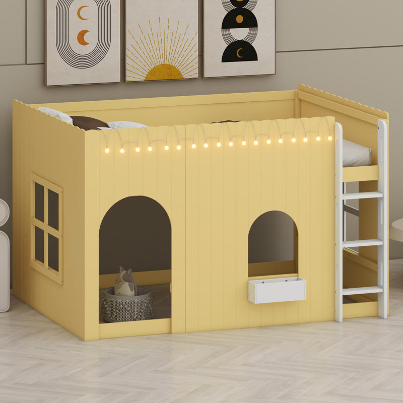 Lit mezzanine avec éclairage DEL décoratif chaud, Primrose Yellow