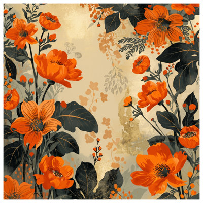 Édredon orange à motif floral