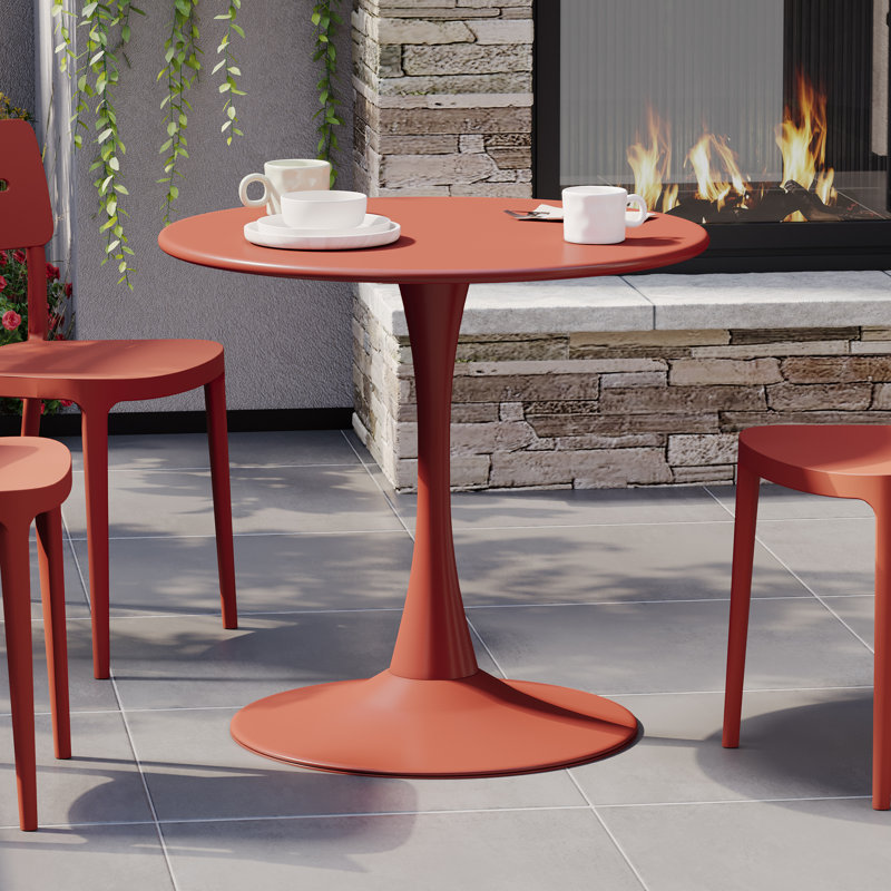 Table de salle à manger d'extérieur en acier, Rouge