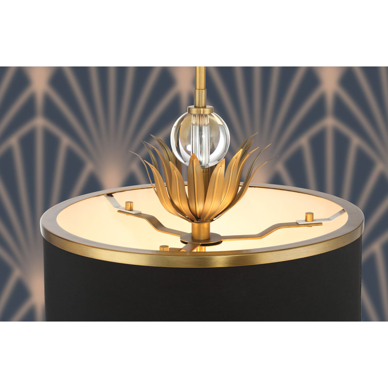 Kiarra 3 - Light Natural Brushed Brass Drum Pendant