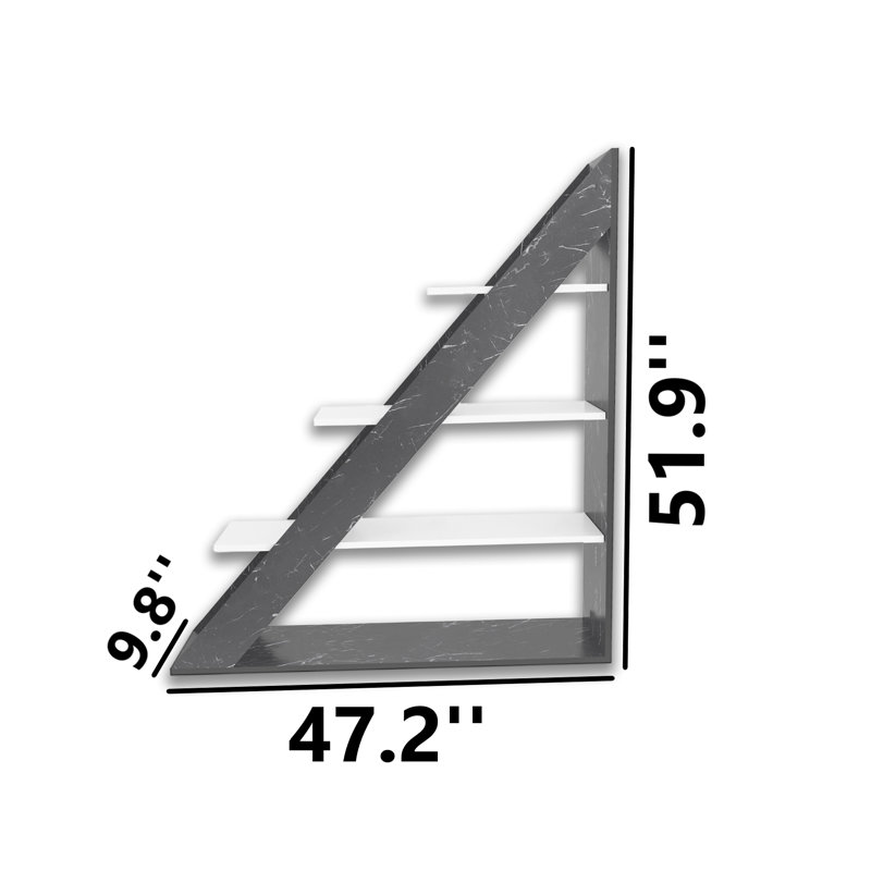 4 Tiers Marble Style Ladder Bookcase, Gray Marble/White