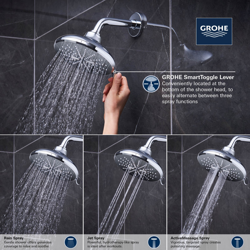Massage Rain Shower Head, Brushed Cool Sunrise