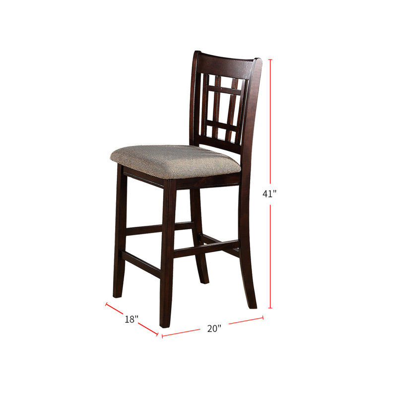 Paire de chaises à hauteur de comptoir, brun. Structure en bois massif et siège beige confortable. Convient aux espaces de salle à manger et de cuisine. Capacité de 250 lb 41 po de hauteur, 20 de largeur, 18 de profondeur et 2 sièges, conçus pour la salle à manger. Charge maximale. X