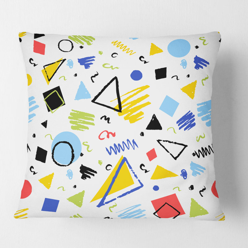 Coussin décoratif imprimé géométrique de conception rétro Mid-Century moderne géométrique III, 18 po x 18 po