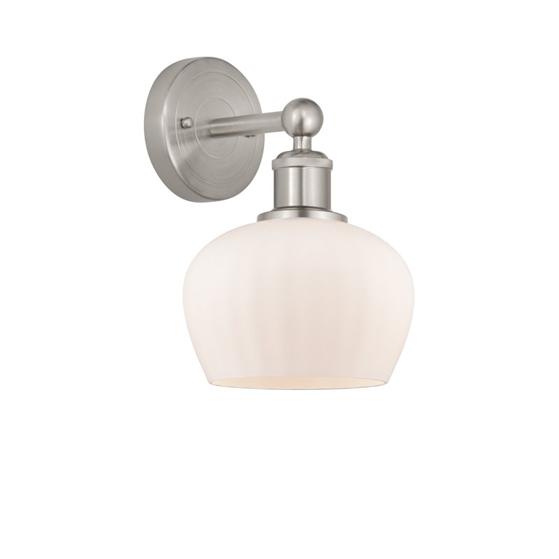 Canute Armed Sconce, Matte White, Brushed Satin Nickel