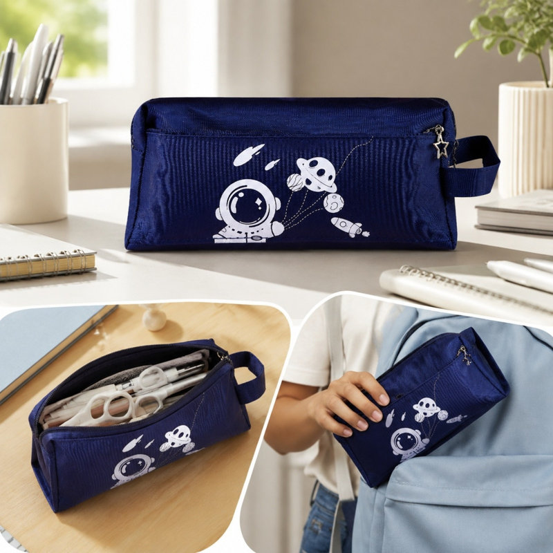 Trousse à crayons astronaute - Trousse à crayons pour étudiants - Grande capacité - Rangement multicouche - Trousse en toile