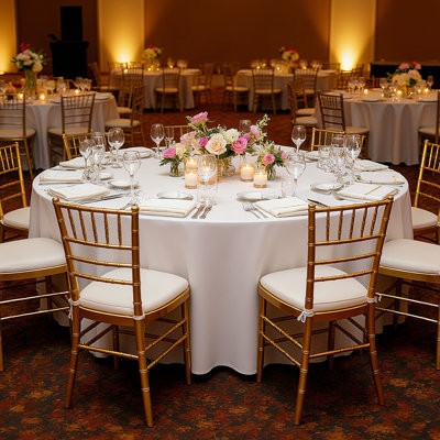 White Round Tablecloths, 120 Inches in Diameter, Stain- & Wrinkle- Resistant, Machine Washable Table Clothes, Polyester Fabric Table Covers for Wedding, Party, Banquet, Formal Events