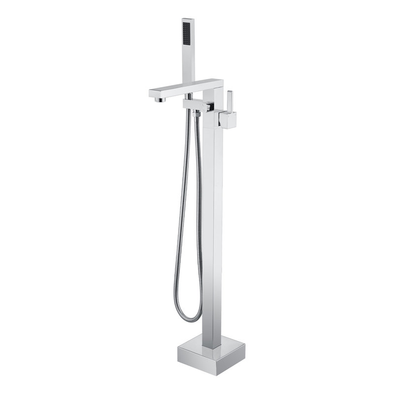 SUMERAIN High Flow Freestanding Tub Faucet with WaterSense Certified Handheld Shower, Durable Solid Brass Construction Floor Mount Bathtub Filler Chrome