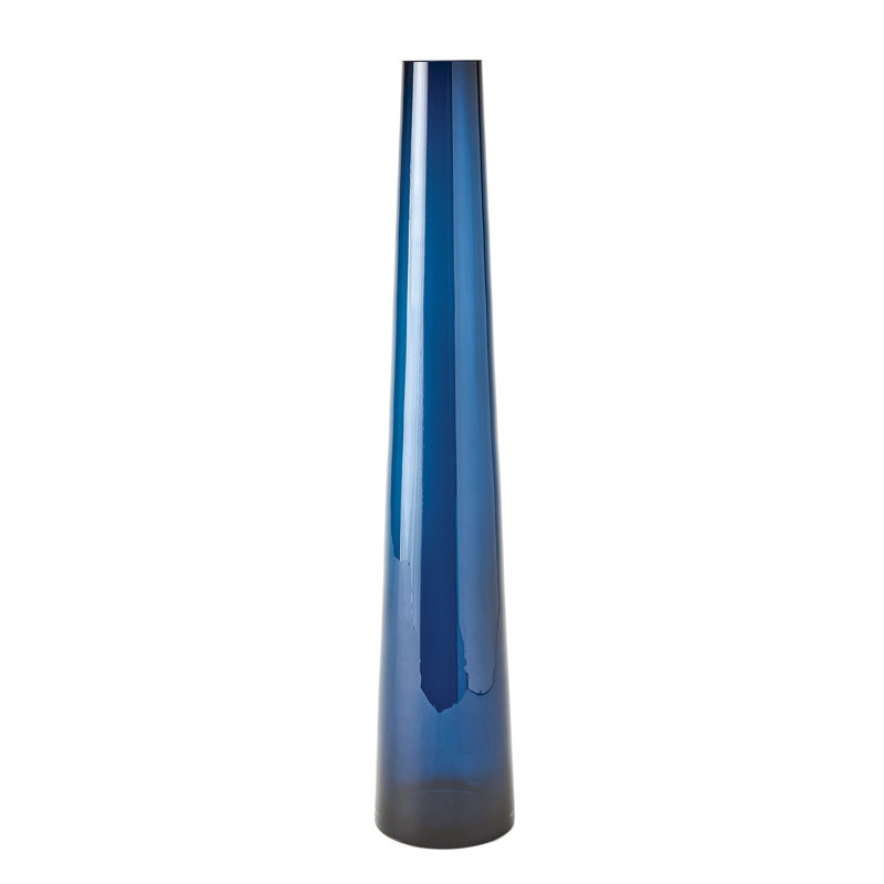 Handmade Glass Table Vase, 27.75" H x 5.25" W x 5.25" D, Blue