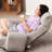Adjustable Chair With Linen Padding And Stable Metal Frame Deck Construction Comfortable Seat