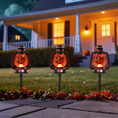 Orange Flickering Halloween Jack O' Lantern Pathway Markers 16.75"