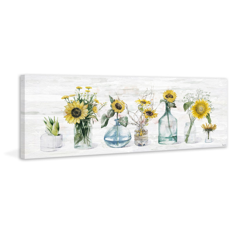 Sunflower Delight by Parvez Taj - 1 Piece Wrapped Canvas Painting, 30cm H x 91cm W