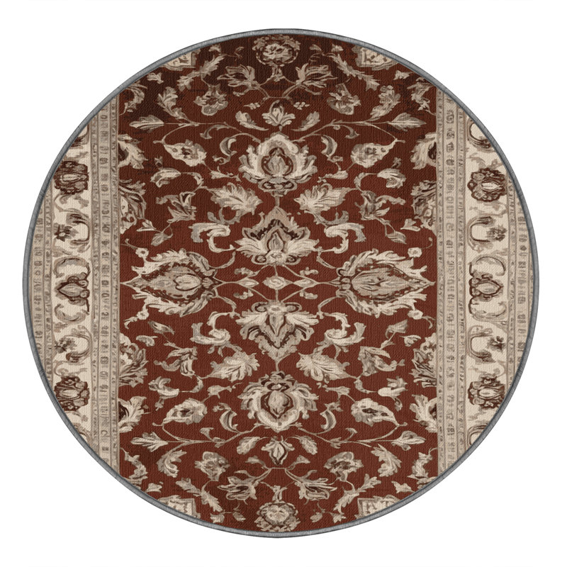 Machine Washable French Gray Area Rug, Round 7'