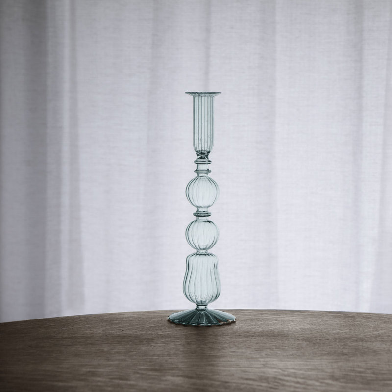 Glass Candlestick, Light Green