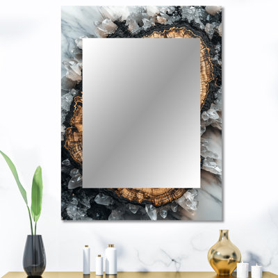 «Winter Forest Path Of The Crystal River IV», miroir décoratif forêt, miroir mural traditionnel, impression sur métal