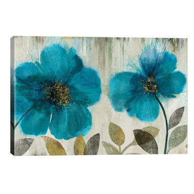 Teal Flowers by Asia Jensen - Painting on Canvas