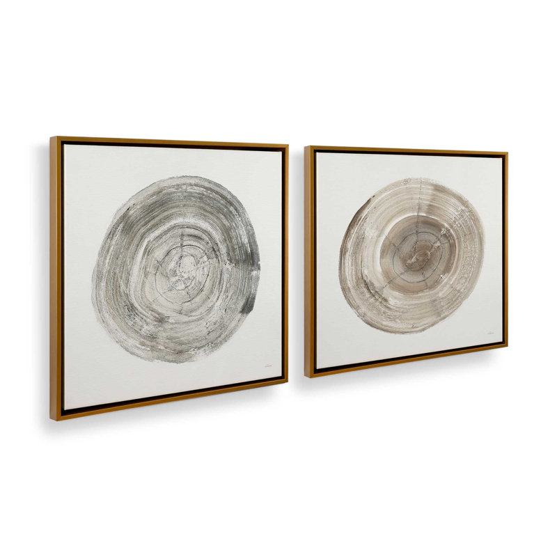Rings of Time Duo I, ensemble de 2 impressions sur toile, Or poli, H 13 po x l 26 po