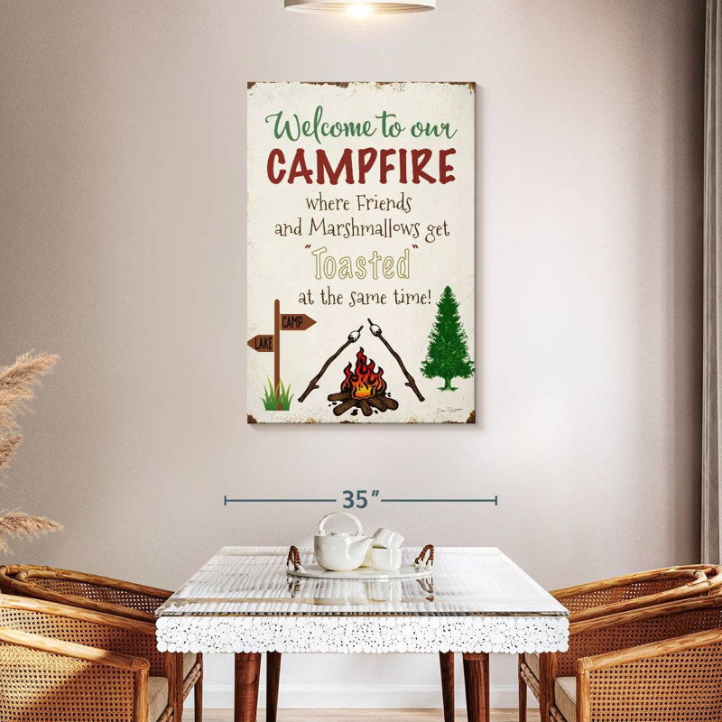 Plaque murale "Welcome to our campfire", H 45 po x l 30 po