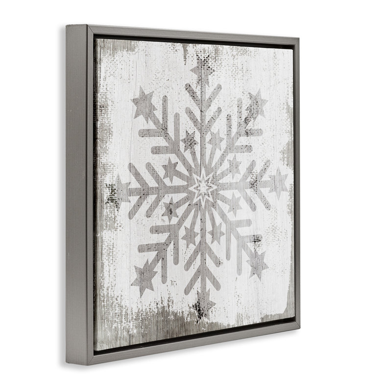 Motif de flocons de neige d'hiver, Cadre flottant gris lustré, H 18 po x l 18 po