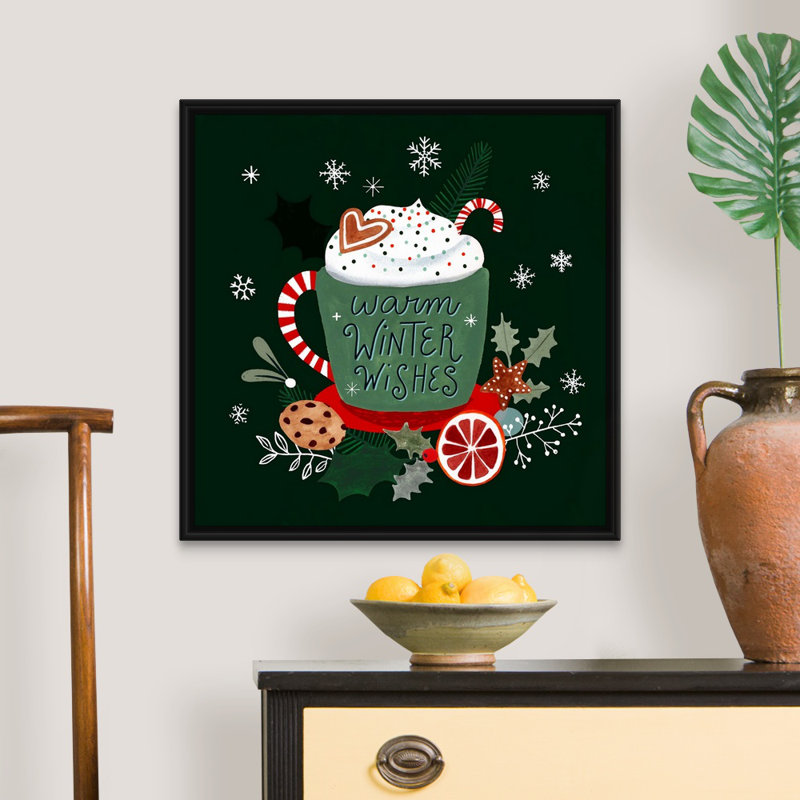 Reproduction d’art textuel sur toile, "Christmas comforts II" par Victoria Borges, Cadre noir, H 26 po x l 26 po x P 1,75 po
