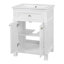 Armoire de salle de bain Vintage Elegance avec portes à fermeture douce et tablette réglable, meuble-lavabo avec lavabo en céramique-128947321