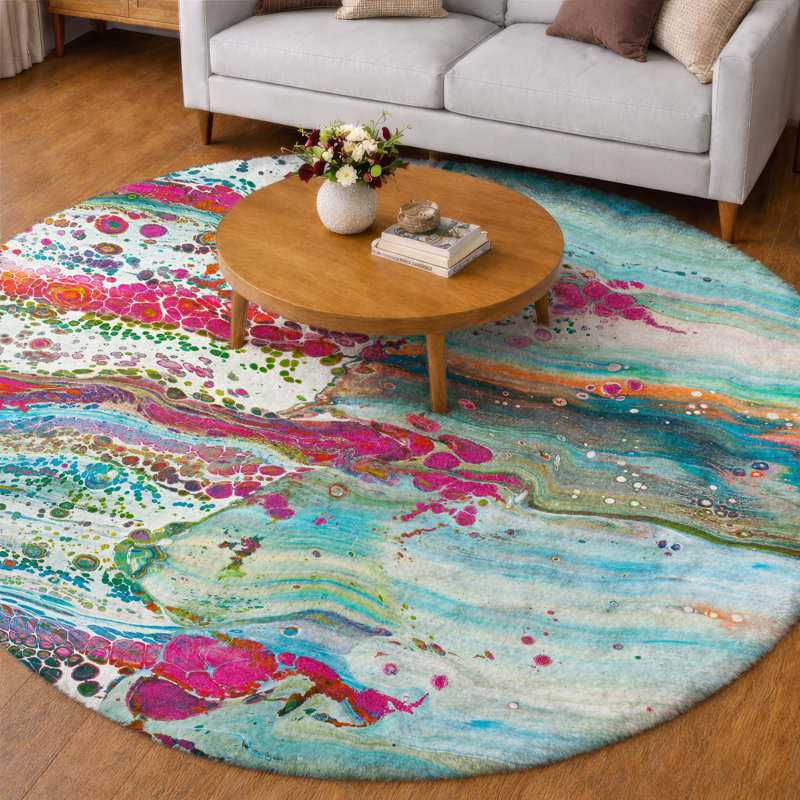 Premium Machine Washable Dream Shag Abstract Rug, 8' Round