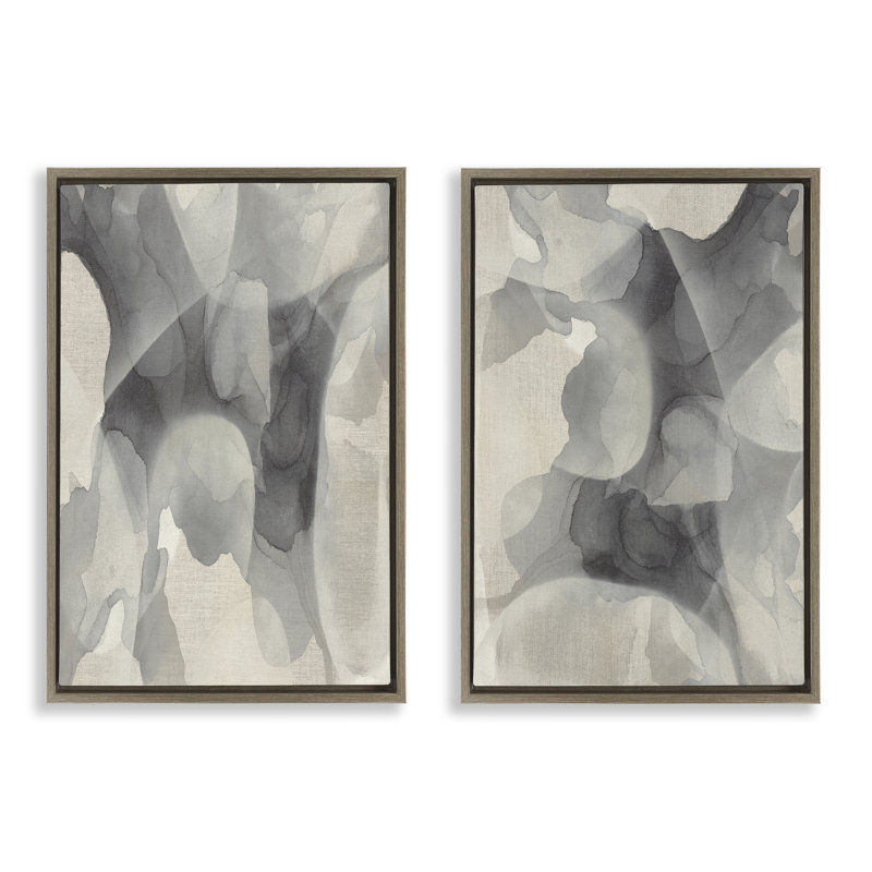 Ensemble de cadres flottants monochromes 2 pièces, par Kippi Leonard, H 25 po x l 17 po, Cadre flottant orme Montalcino