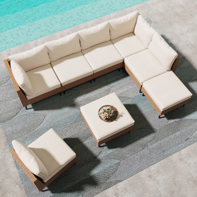 Gurshawn Wicker Sectional Seating Group with Cushions